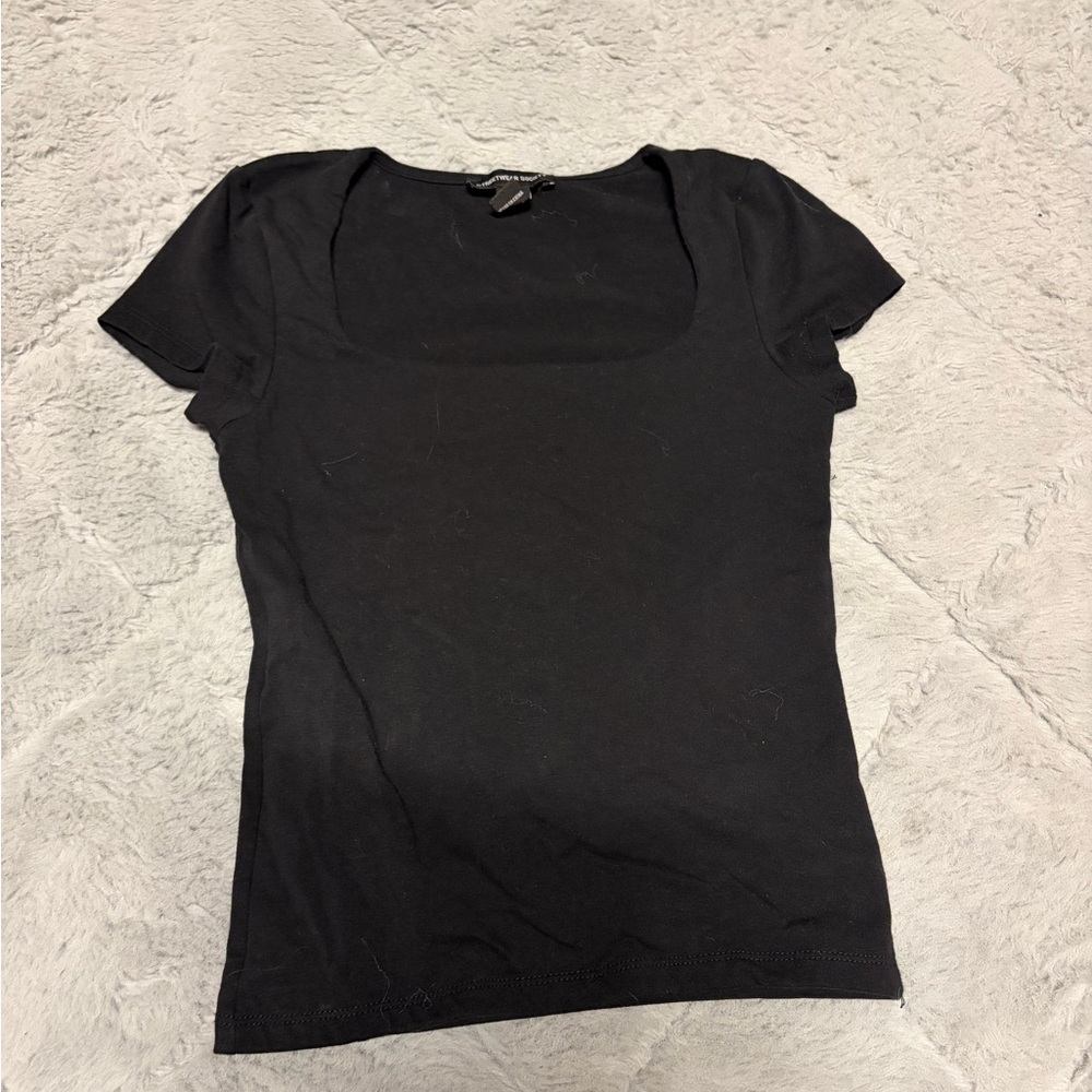 Streetwear Society Black Scoop Neck Short Sleeve Tee